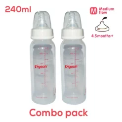 Buy Pigeon Peristaltic Baby Feeding Bottle Set of 2 White – 240ml