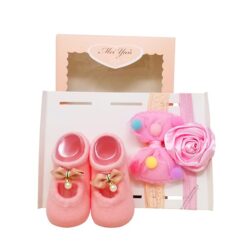 StarAndDaisy Baby Shoes and Hair Accessories for New Born Baby Girl 6 Months and 12 Months (Pink)